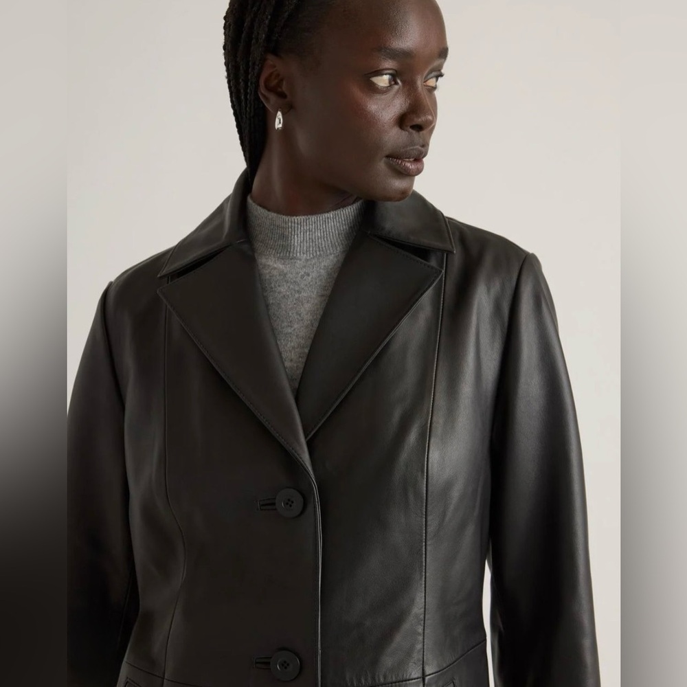 Quince Women's Black Leather Coat